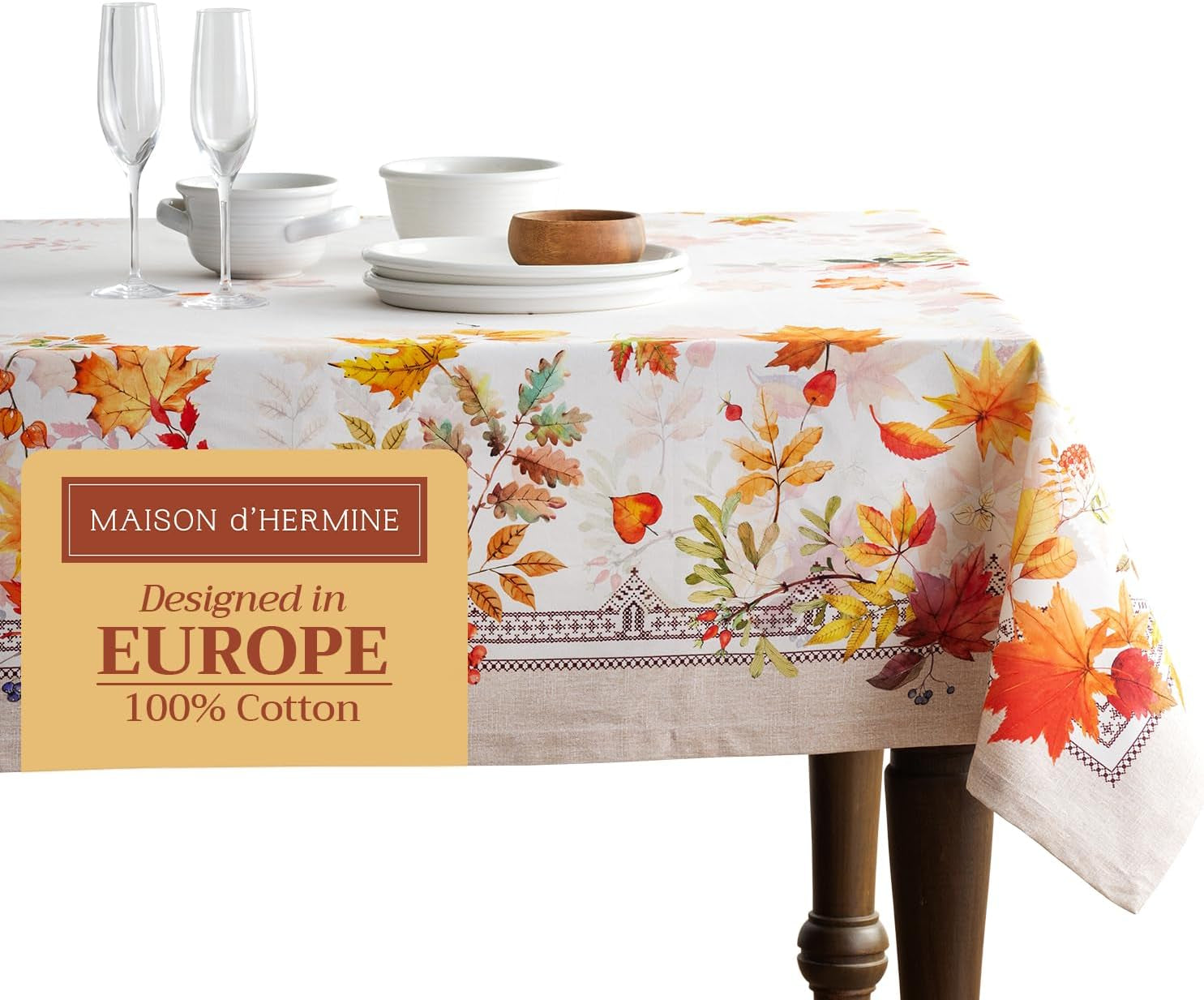 Table Cloth Square Table 100% Cotton 60 X 60 Inches Fall Tablecloth Reusable Everyday Use for Thanksgiving Christmas Decorations Dining Farmhouse Party (Amarante)