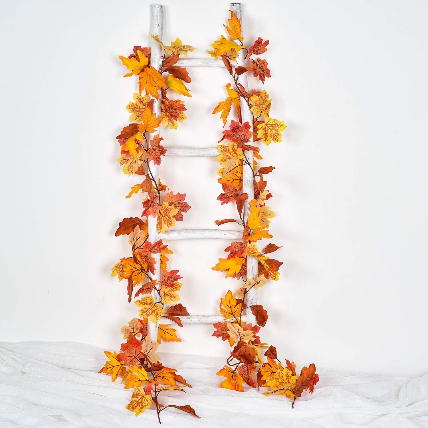 2 Pack Maple Leaves Fall Garland Clearance - 5.8Ft/Strand Artificial Fall Foliage Garland Colorful Autumn Decoration for Home Wedding Party Thanksgiving
