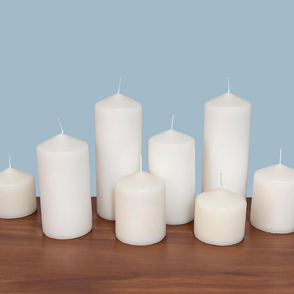 Unscented White Tall Pillar Candles, 65 Hour Burning Candle Pillars, Perfect for Decor, Weddings, Emergencies 3" X 6", 6 Count