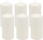 Unscented White Tall Pillar Candles, 65 Hour Burning Candle Pillars, Perfect for Decor, Weddings, Emergencies 3" X 6", 6 Count