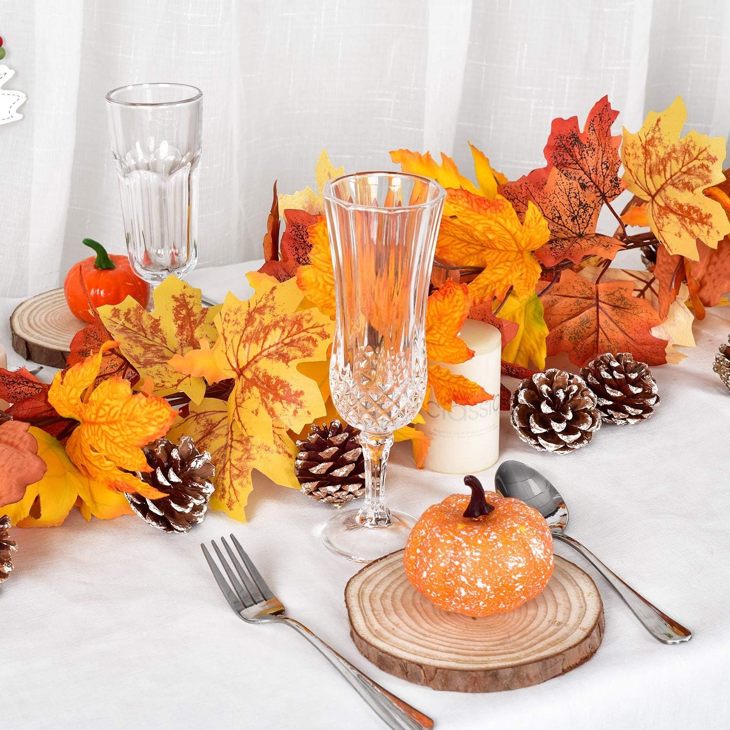 2 Pack Maple Leaves Fall Garland Clearance - 5.8Ft/Strand Artificial Fall Foliage Garland Colorful Autumn Decoration for Home Wedding Party Thanksgiving