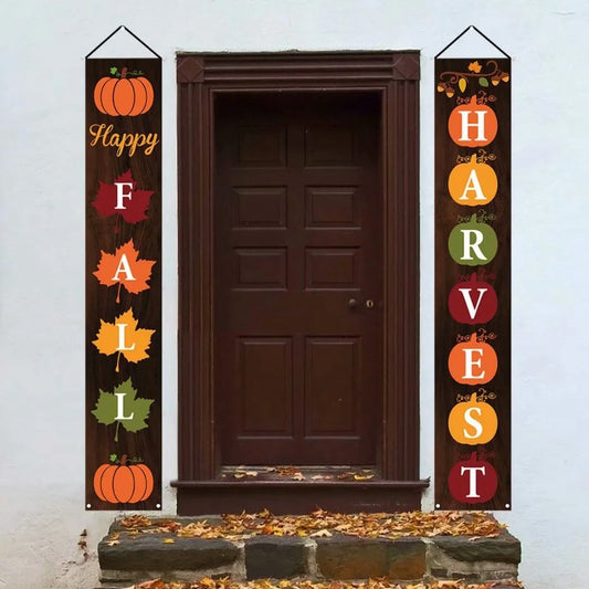 Fall Decorations Happy Fall Porch Sign - Thanksgiving Decorations Outdoor Indoor - Happy Fall Harvest Banner Sign - Fall Autumn Thanksgiving Party Yard Front Door Hanging Decor
