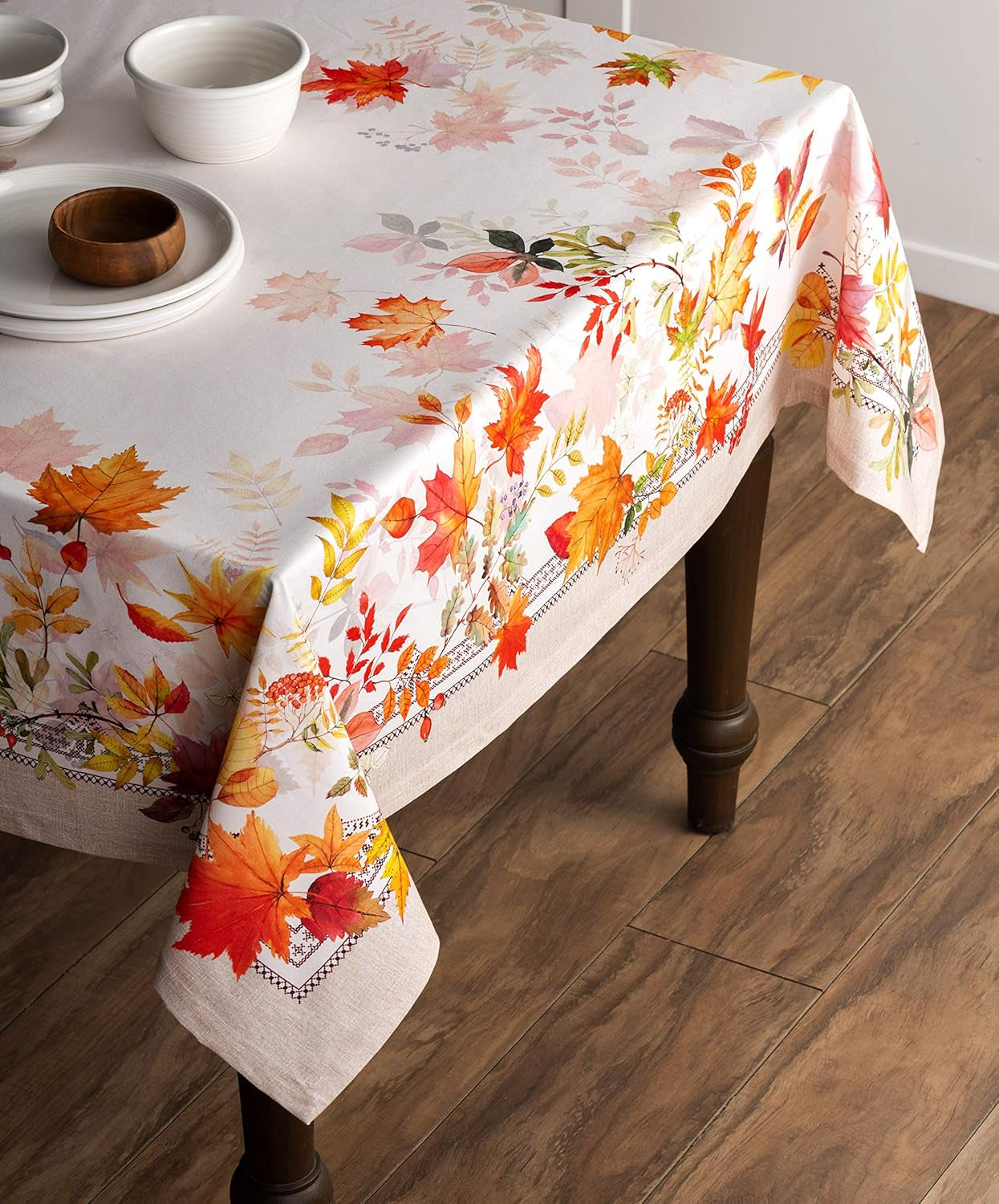 Table Cloth Square Table 100% Cotton 60 X 60 Inches Fall Tablecloth Reusable Everyday Use for Thanksgiving Christmas Decorations Dining Farmhouse Party (Amarante)