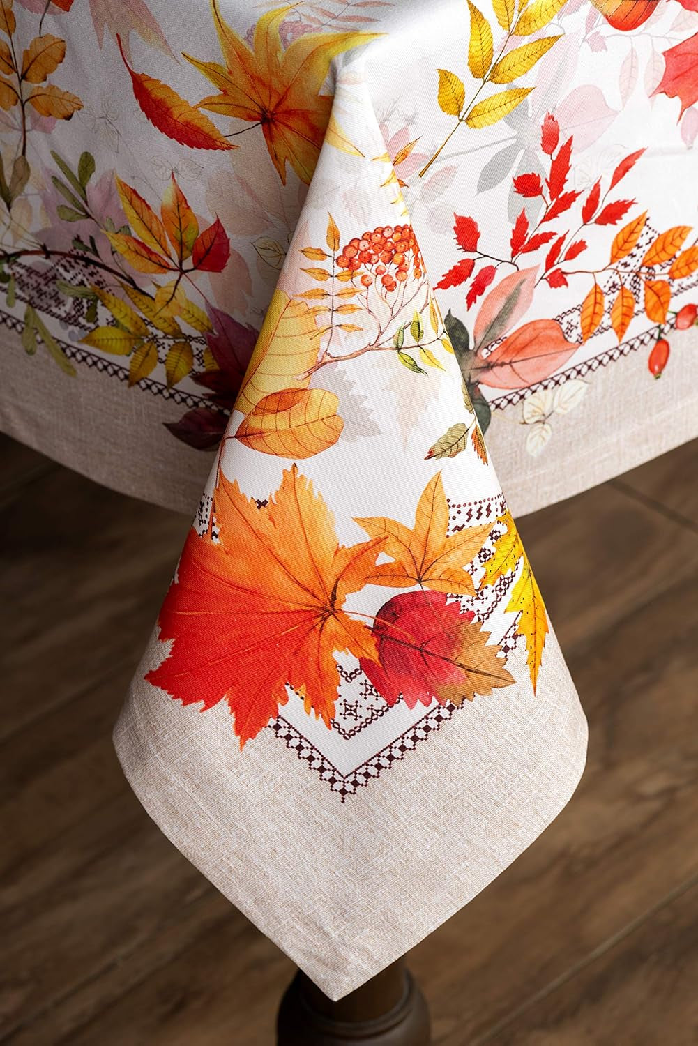 Table Cloth Square Table 100% Cotton 60 X 60 Inches Fall Tablecloth Reusable Everyday Use for Thanksgiving Christmas Decorations Dining Farmhouse Party (Amarante)