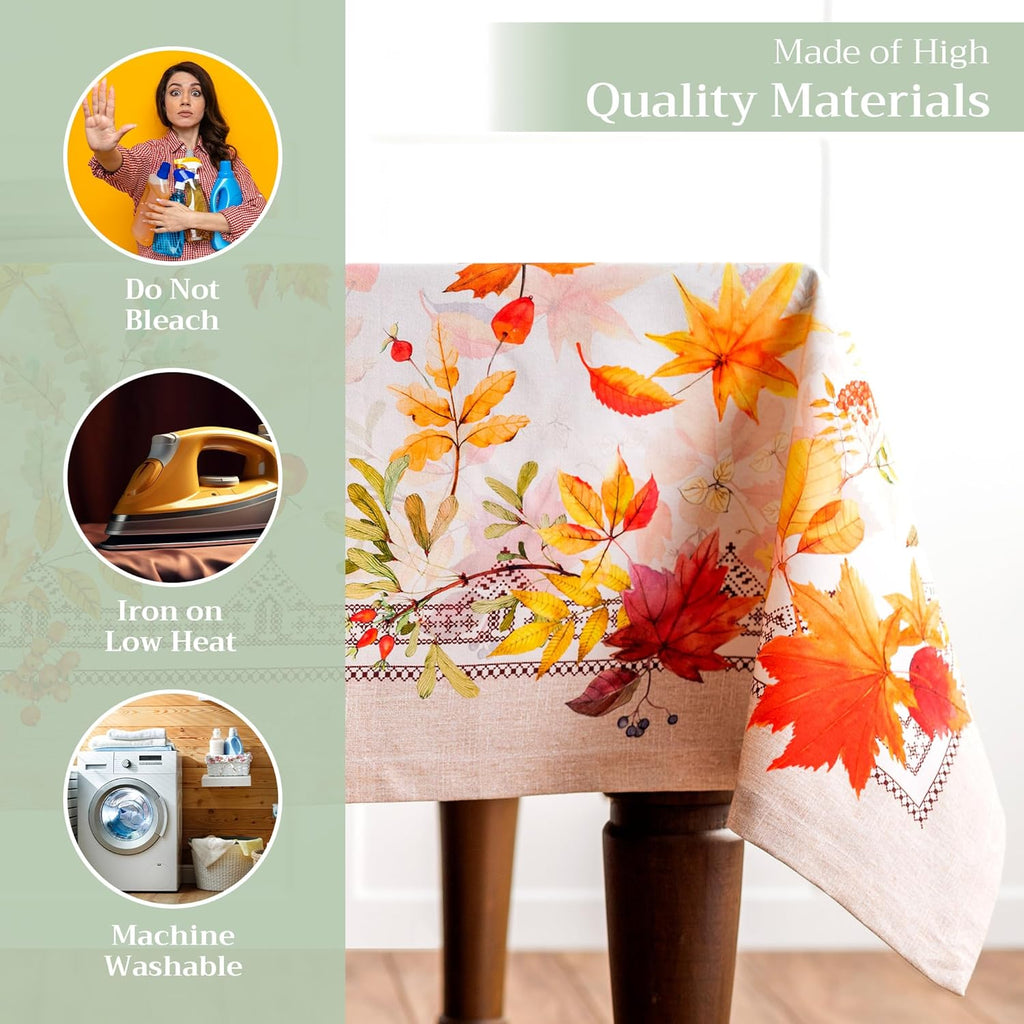 Table Cloth Square Table 100% Cotton 60 X 60 Inches Fall Tablecloth Reusable Everyday Use for Thanksgiving Christmas Decorations Dining Farmhouse Party (Amarante)